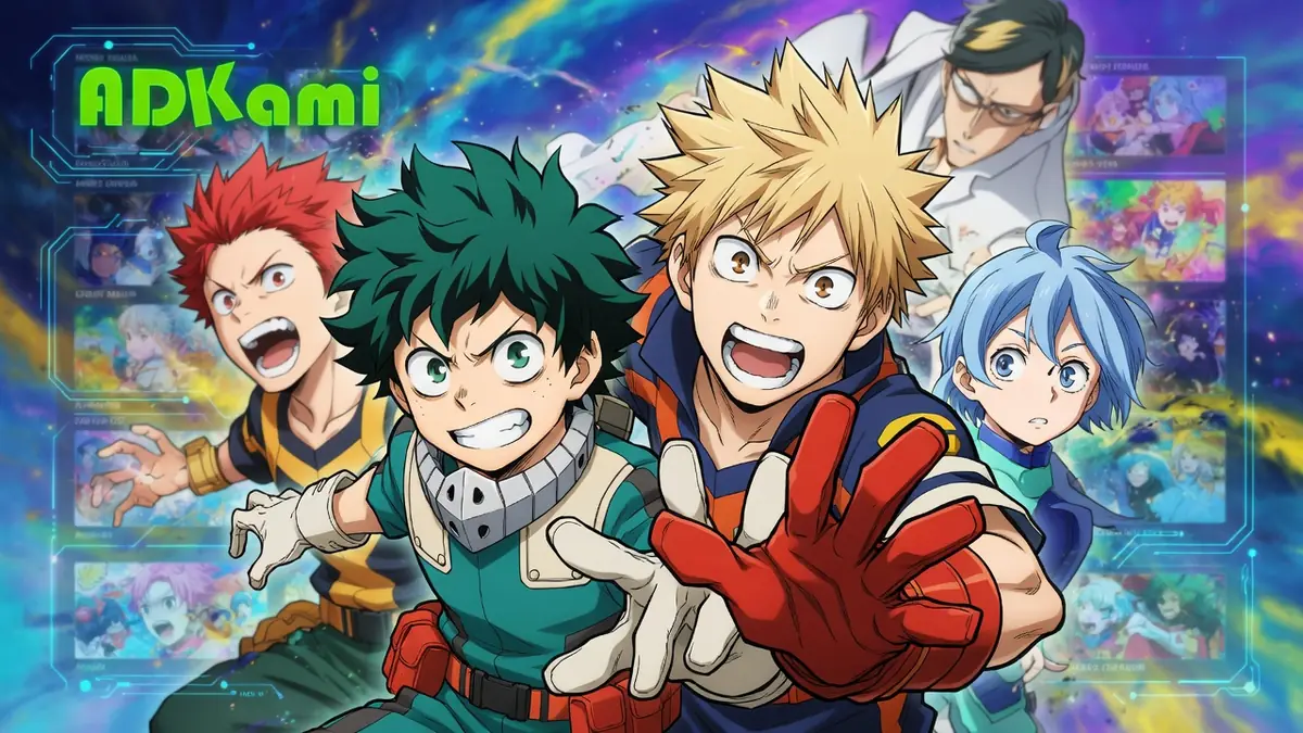 Des personnages d'anime posent dynamiquement sur un fond galactique pour Adkami
