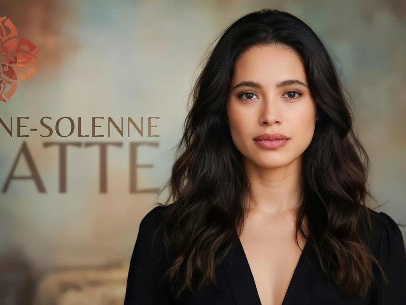 Anne-Solenne Hatte apparaît en portrait avec une longue chevelure brune ondulée