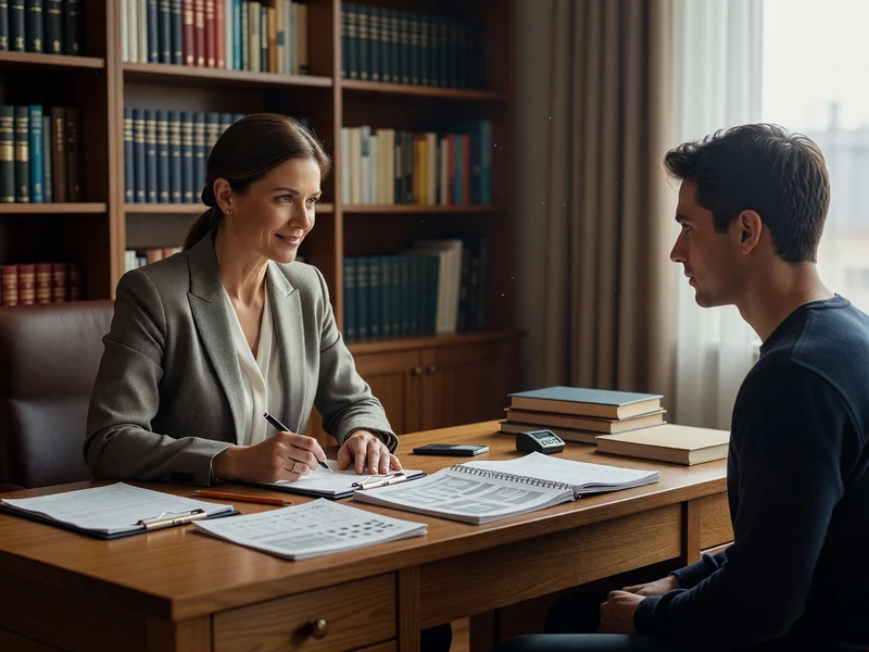 Une psychologue effectue un bilan psychométrique avec un client dans son bureau.