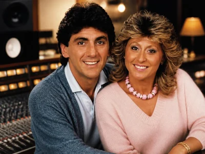 Le duo Peter et Sloane pose souriant dans un studio d'enregistrement, illustrant le thème besoins de toi envie de rien