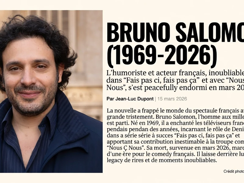 Bruno Salomon sourit avec ses cheveux bouclés sombres et sa veste bleue devant un bâtiment classique.