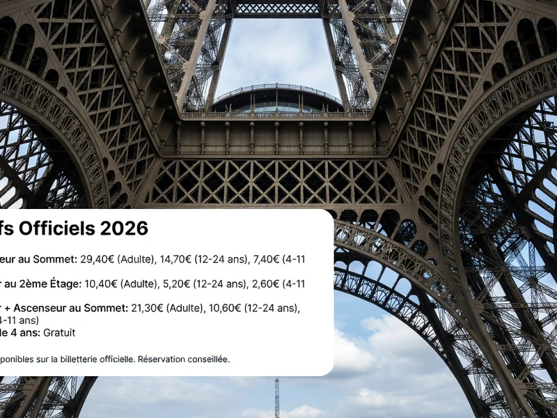 Vue en contre-plongée de la Tour Eiffel illustrant le prix pour La Tour Eiffel