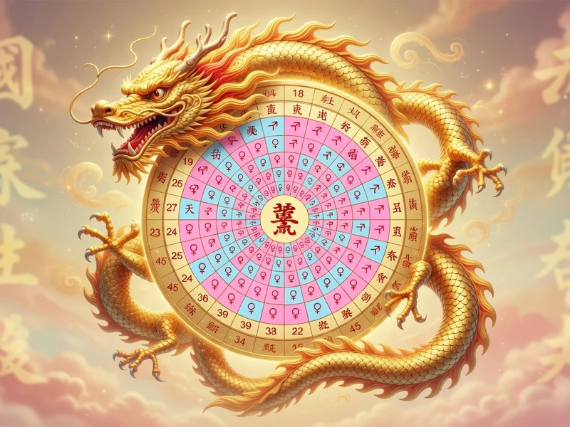 Un dragon doré entoure le calendrier chinois grossesse 2026 dans un ciel nuageux