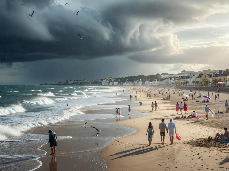 Les visiteurs profitent de la plage malgré la météo à La Baule orageuse et lumineuse