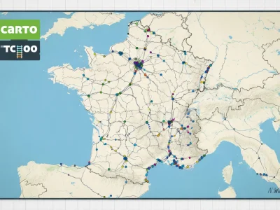 La carto Graou montre le réseau ferroviaire français avec ses lignes et points colorés