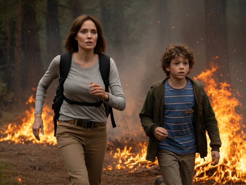 Angelina Jolie fuit devant un incendie de forêt avec un jeune garçon dans ceux qui veulent ma mort