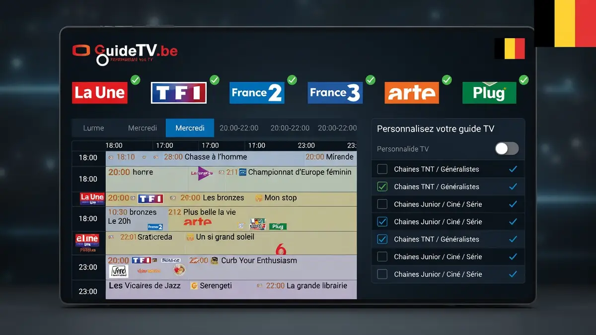 Interface numérique permettant de consulter et personnaliser son programme tv belge sur une tablette ou un ordinateur