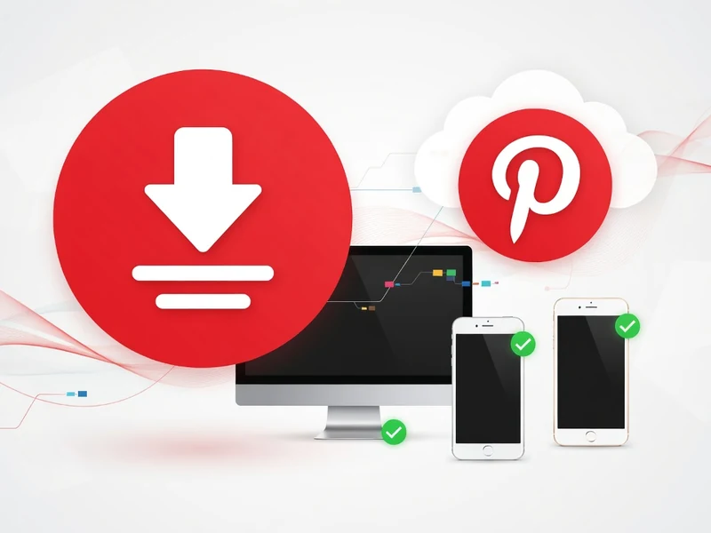 L'image représente le téléchargement vidéo Pinterest sur un ordinateur et deux smartphones
