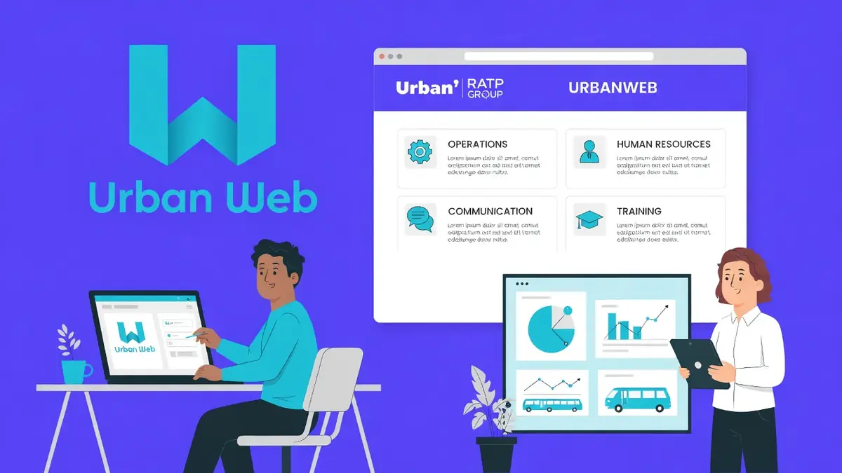 Deux employés utilisent des interfaces numériques pour gérer le quotidien professionnel via Urbanweb