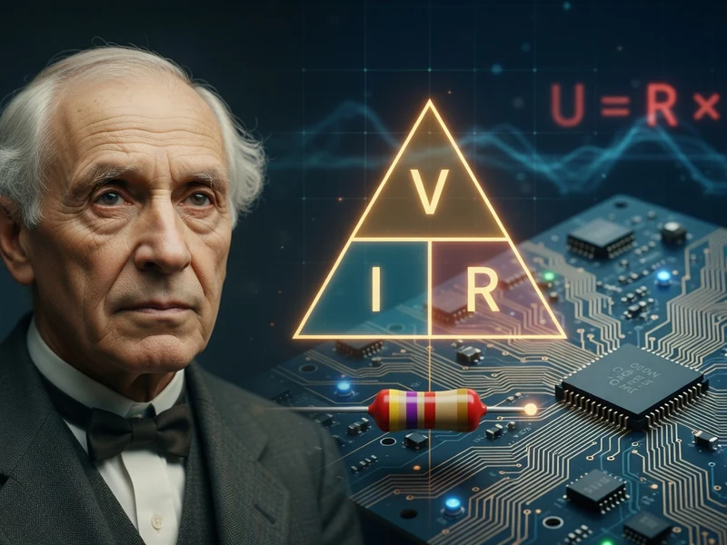 Portrait d'un scientifique devant un circuit électronique illustrant la Loi d'Ohm