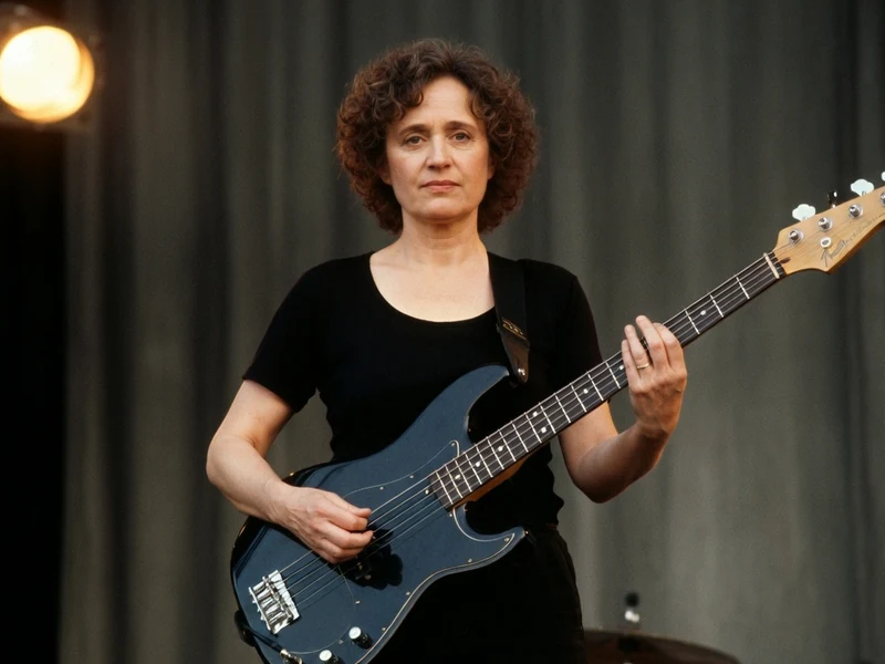 Corine Marienneau joue de la basse électrique sur scène