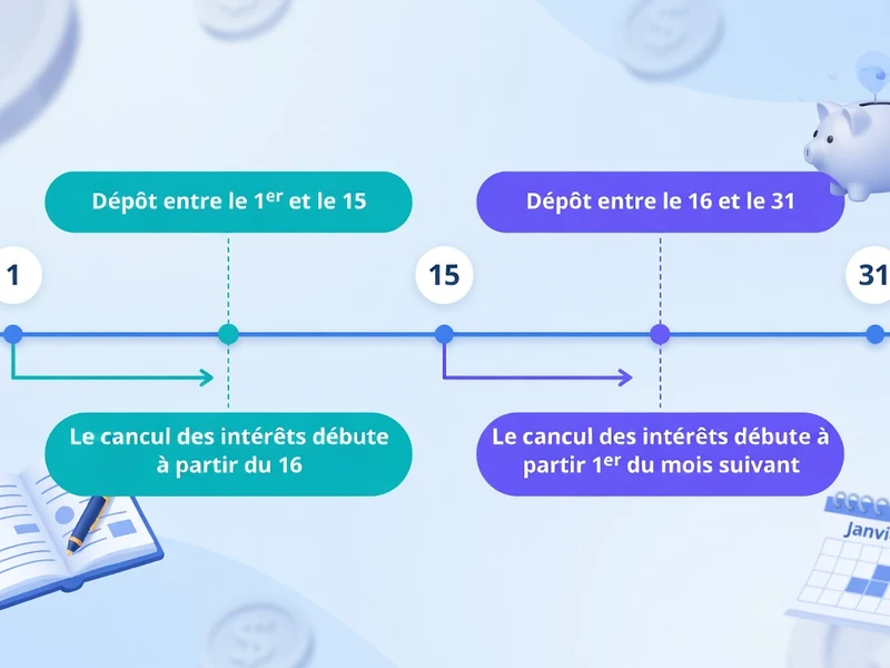 Graphique expliquant comment est calculé intérêt Livret A selon les périodes de dépôt