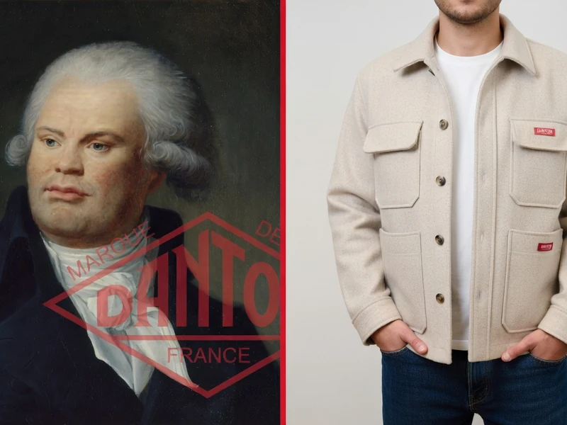 L'illustration compare un portrait de Danton France à une photo de mode contemporaine.