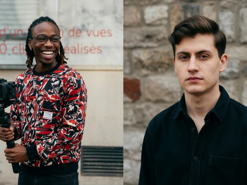 William Thomas apparaît à gauche avec une caméra et à droite en chemise sombre