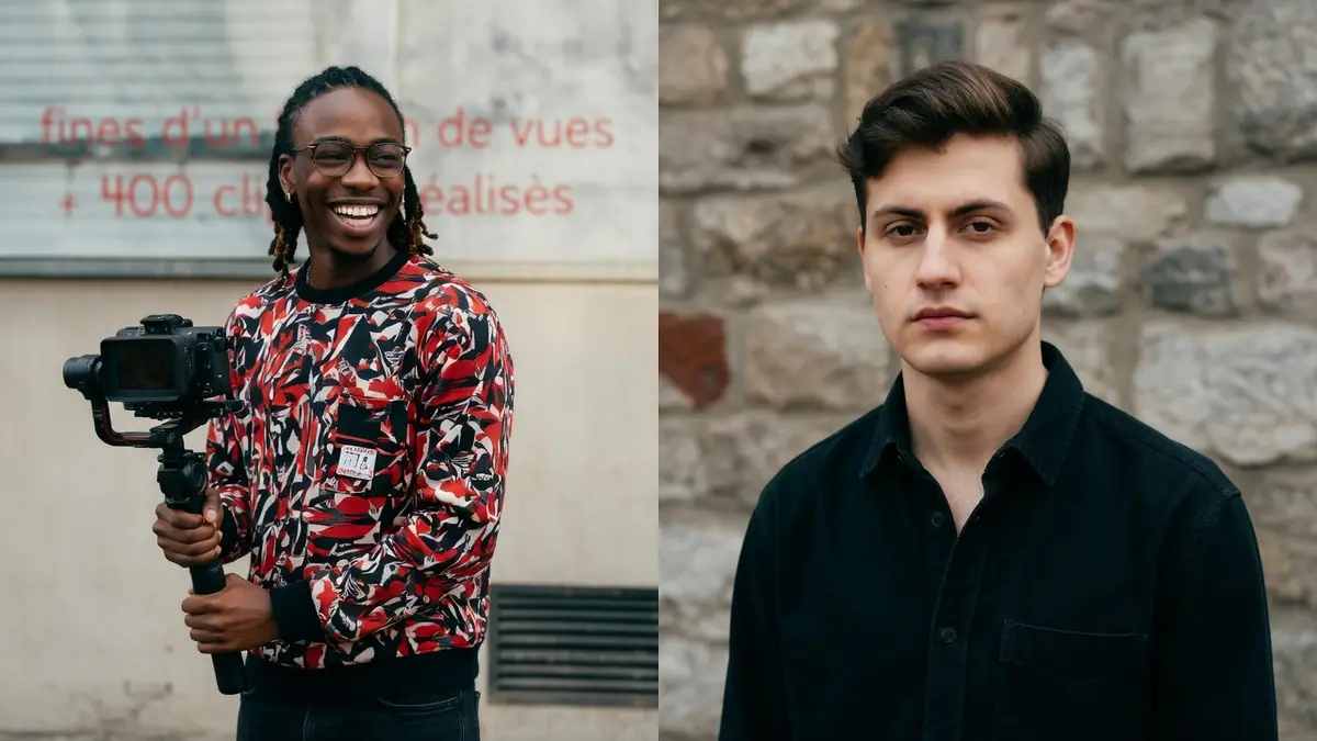 William Thomas apparaît à gauche avec une caméra et à droite en chemise sombre