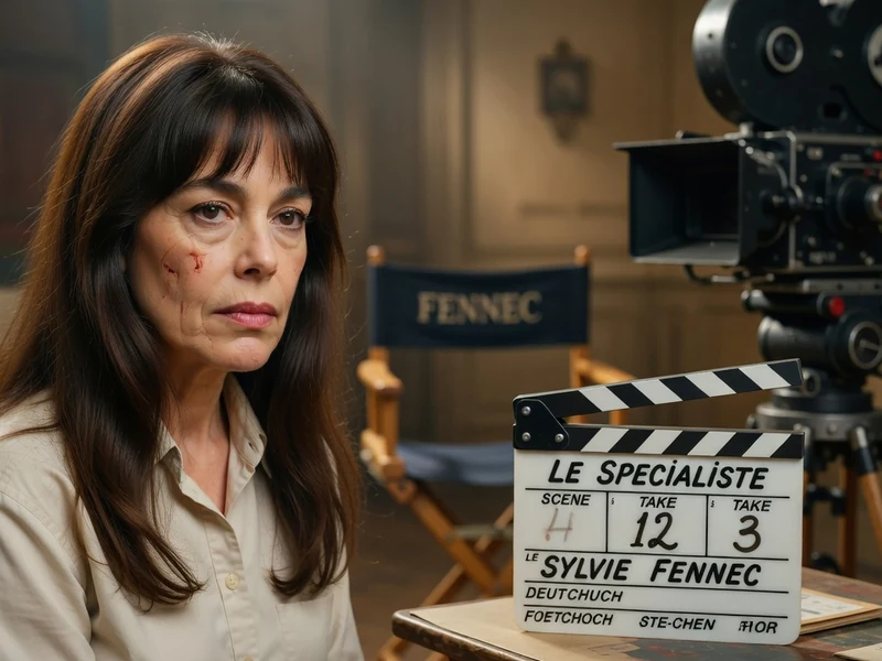 Sylvie Fennec est assise sur un plateau de cinéma devant une caméra .