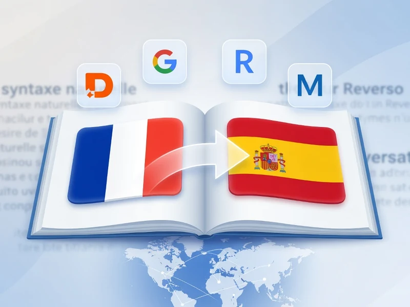 Un livre ouvert avec les drapeaux français et espagnol illustre le meilleur traducteur français espagnol