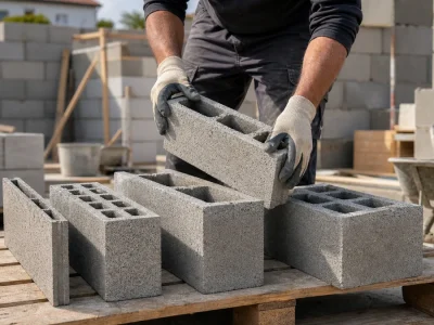 Comparaison du format bloc béton sur un chantier de maçonnerie.