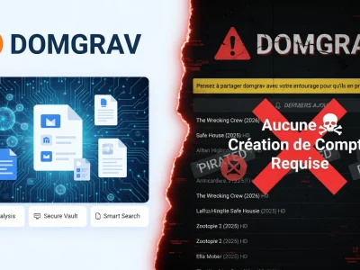 L'illustration montre Domgrav en version légale de gestion documentaire face à ses dérives en streaming pirate