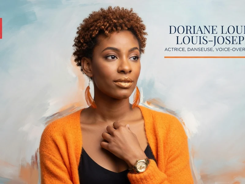 Doriane Louisy Louis-Joseph, aux cheveux bouclés, porte un cardigan orange et pose la main sur sa poitrine