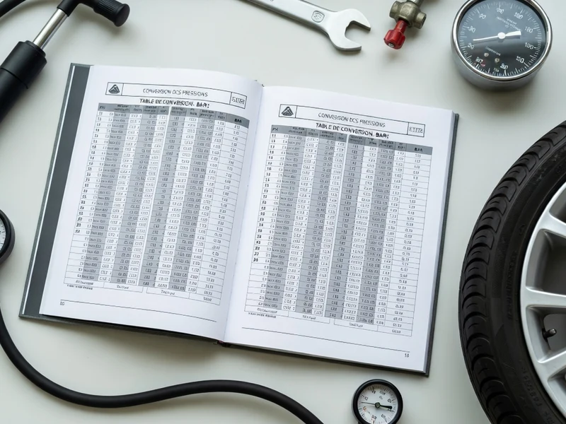 Des outils servent à mesurer la pression des pneus et convertir psi à Bar