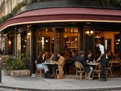 Terrasse animée du dupont Café convention à Paris.