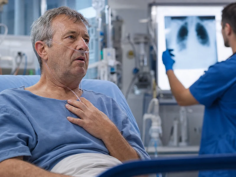 Patient hospitalisé en détresse respiratoire soigné pour une eau au poumon.