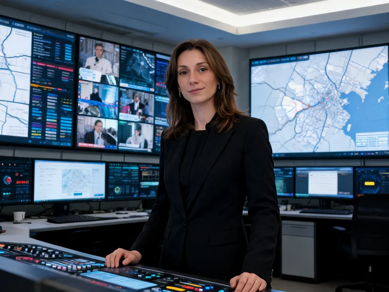 Eka Zgouladze se tient dans une salle de contrôle high-tech aux multiples écrans