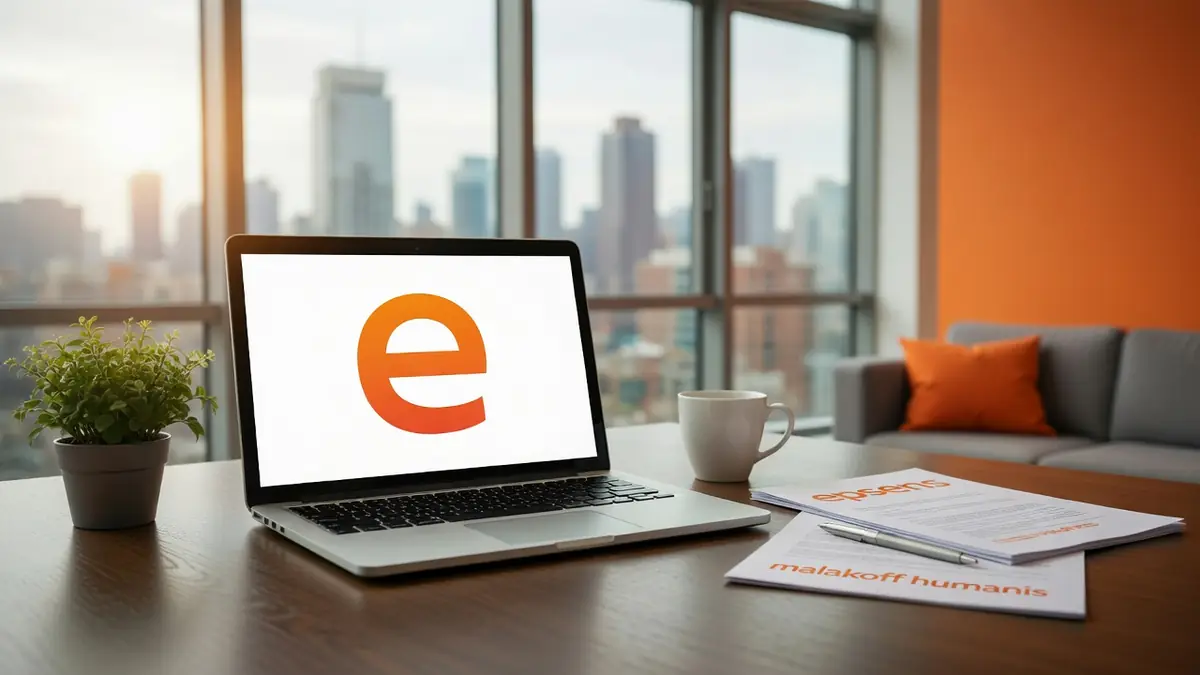 Bureau moderne avec ordinateur portable et vue sur la ville pour Epsens