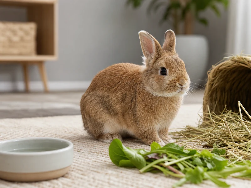 Un lapin en bonne santé illustre la longévité du lapin nain dans un intérieur calme.