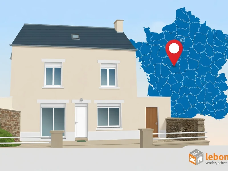 Une maison à côté d'une carte de France pour la location immobilier Le Bon Coin