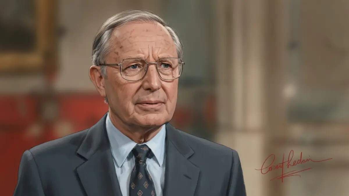 Francis Lemaire apparaît en costume sombre et cravate sur ce portrait formel