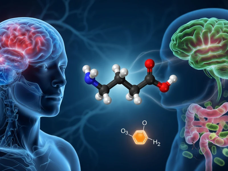 Représentation scientifique de la molécule de Gaba illustrant le lien entre le cerveau et le microbiote intestinal