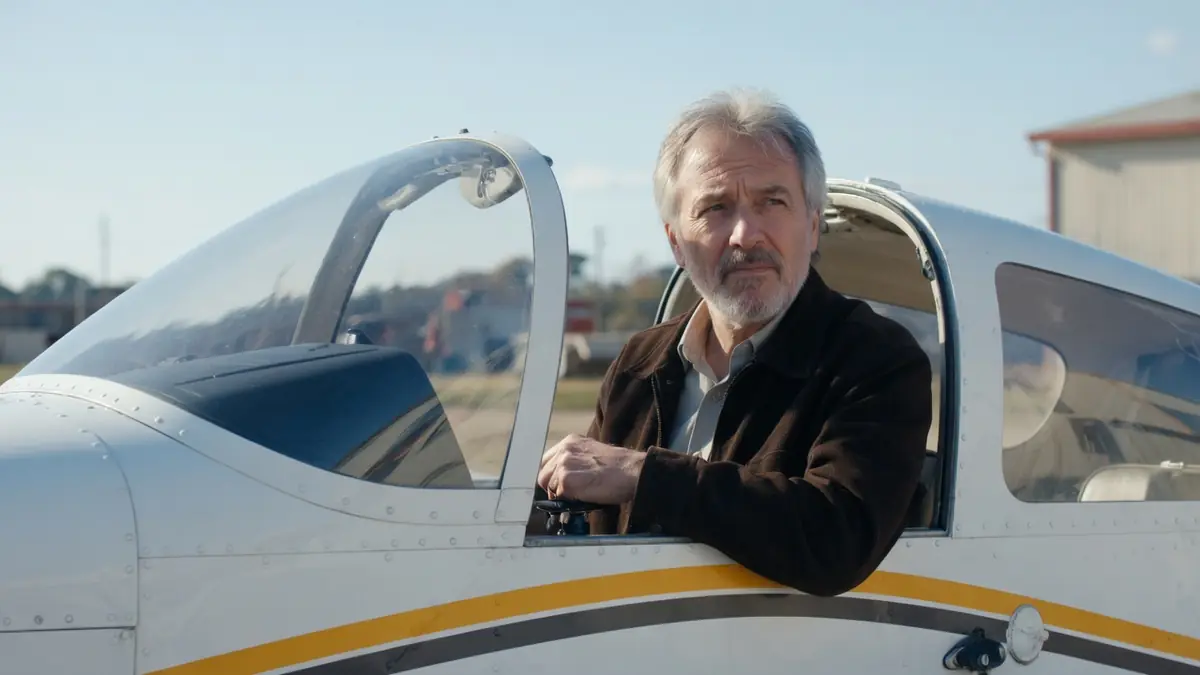 Gérard Pinteau est assis dans le cockpit d'un avion léger