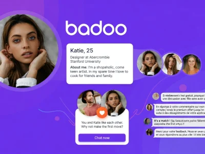 L'image illustre un avis sur Badoo au travers de profils et de conversations entre utilisateurs