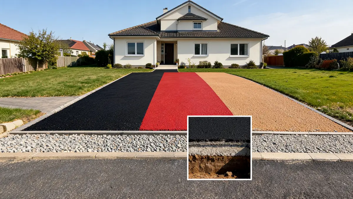 Maison avec allée en trois couleurs et insert de structure pour le prix m2 enrobé particulier