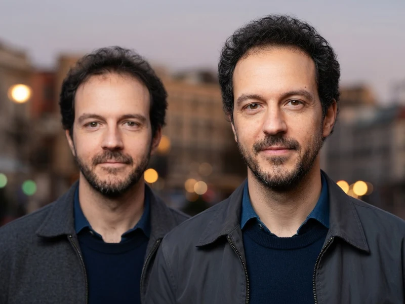 Guillaume Denaiffe aux côtés d'un homme lui ressemblant en ville