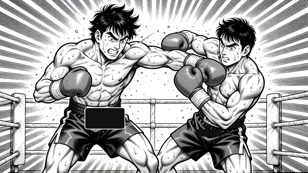 Combat intense de Hajime no Ippo scan 1508 entre deux boxeurs sur le ring