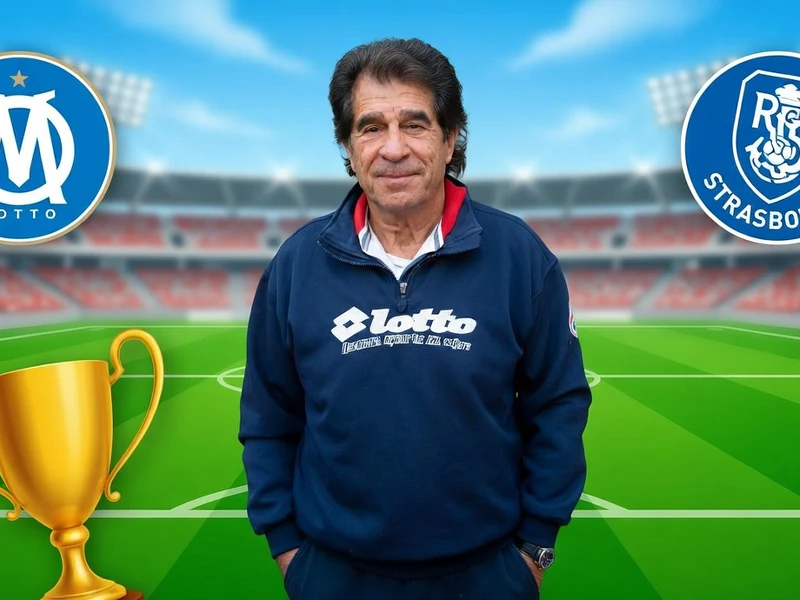 Jacky Novi se tient sur un terrain de football devant un trophée