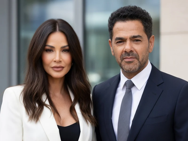 Jamel Debbouze Alix se tient aux côtés d'une femme en blazer blanc
