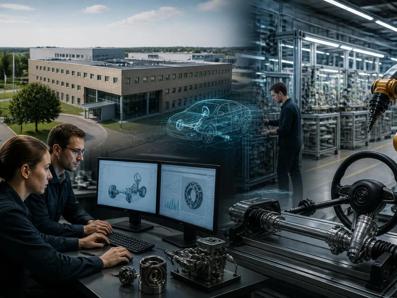 Un montage illustrant l'expertise industrielle et technologique de Jtekt EU dans le secteur automobile