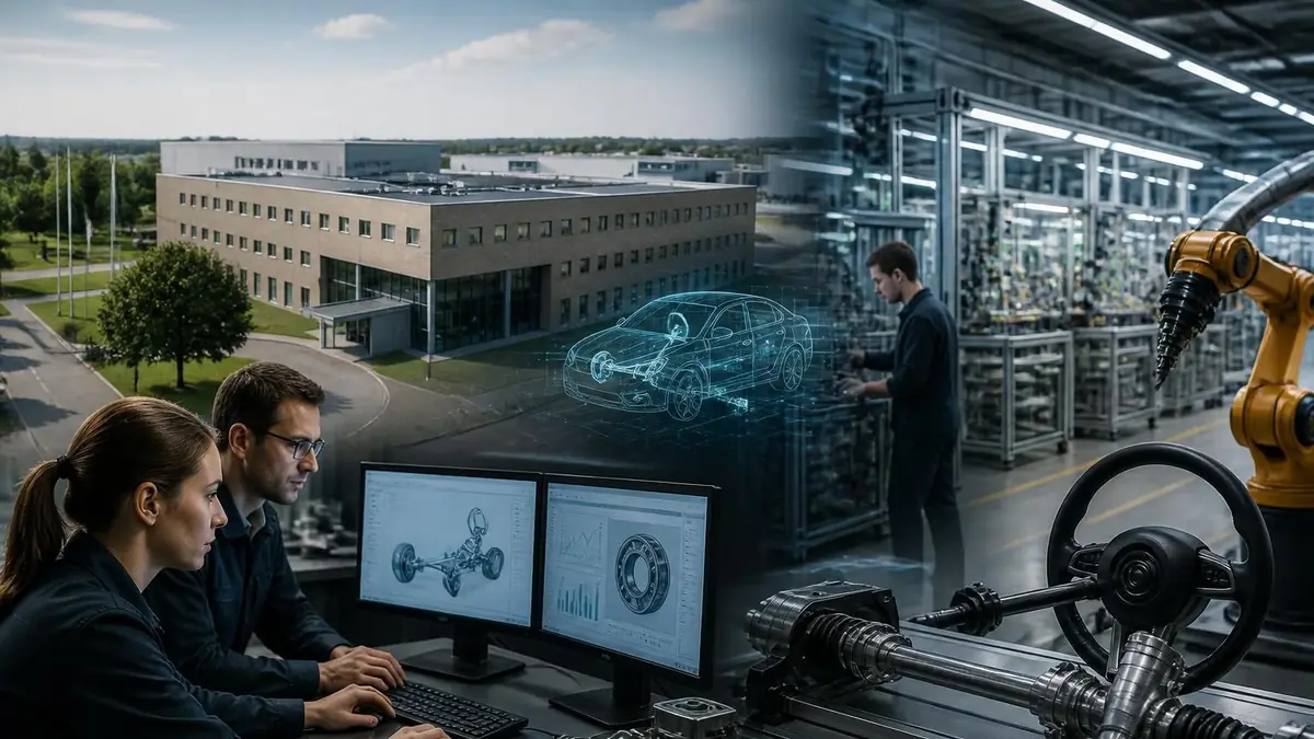 Un montage illustrant l'expertise industrielle et technologique de Jtekt EU dans le secteur automobile