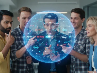 Des collaborateurs examinent une sphère holographique tout en découvrant Kambad