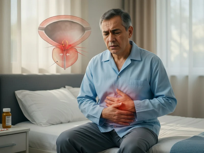 Un homme âgé se tient le ventre en souffrant d'une infection urinaire pour homme