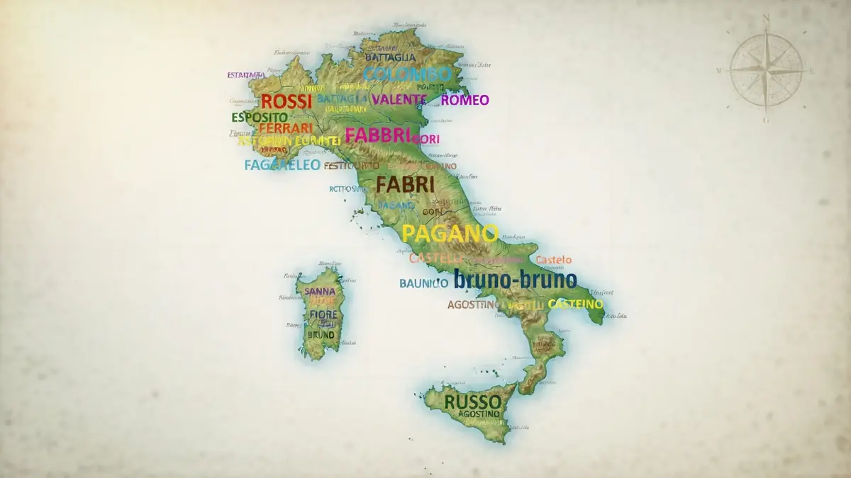 Carte colorée de l'italie Nom de famille et ses régions