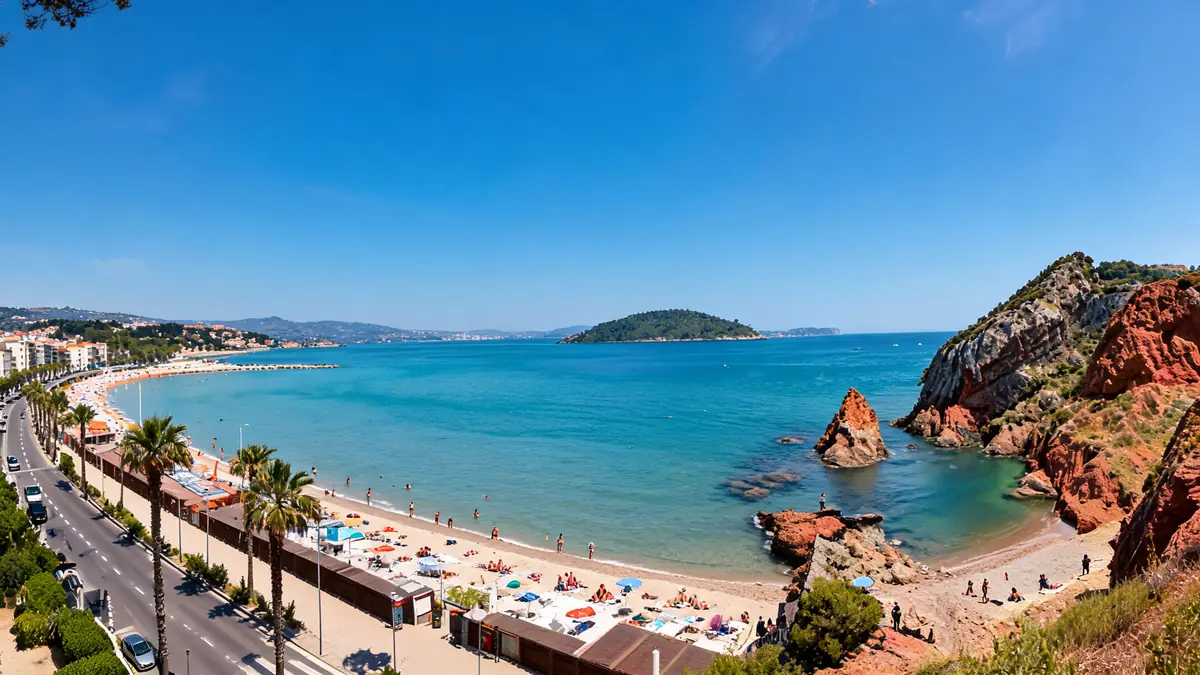 Les plages La Ciotat s'étendent devant une mer turquoise bordée de falaises