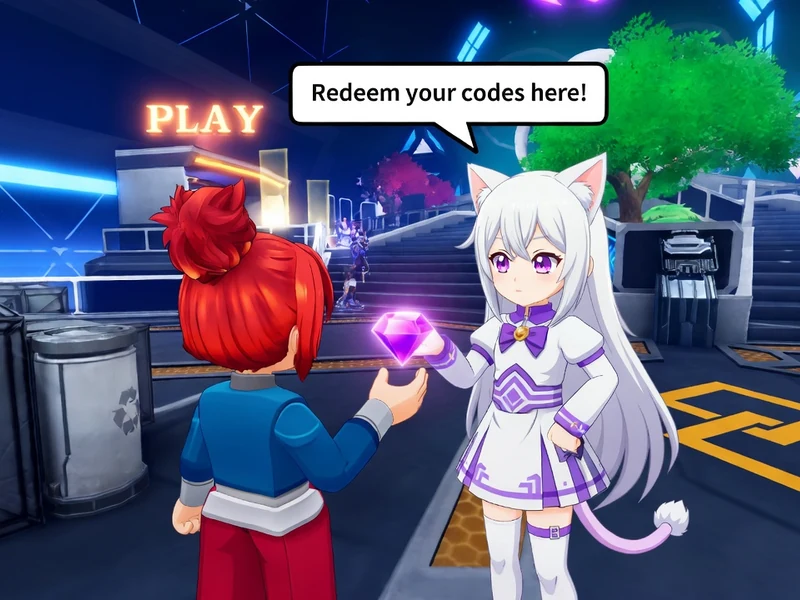 Les personnages de l'anime Saga Code interagissent dans un décor Roblox futuriste
