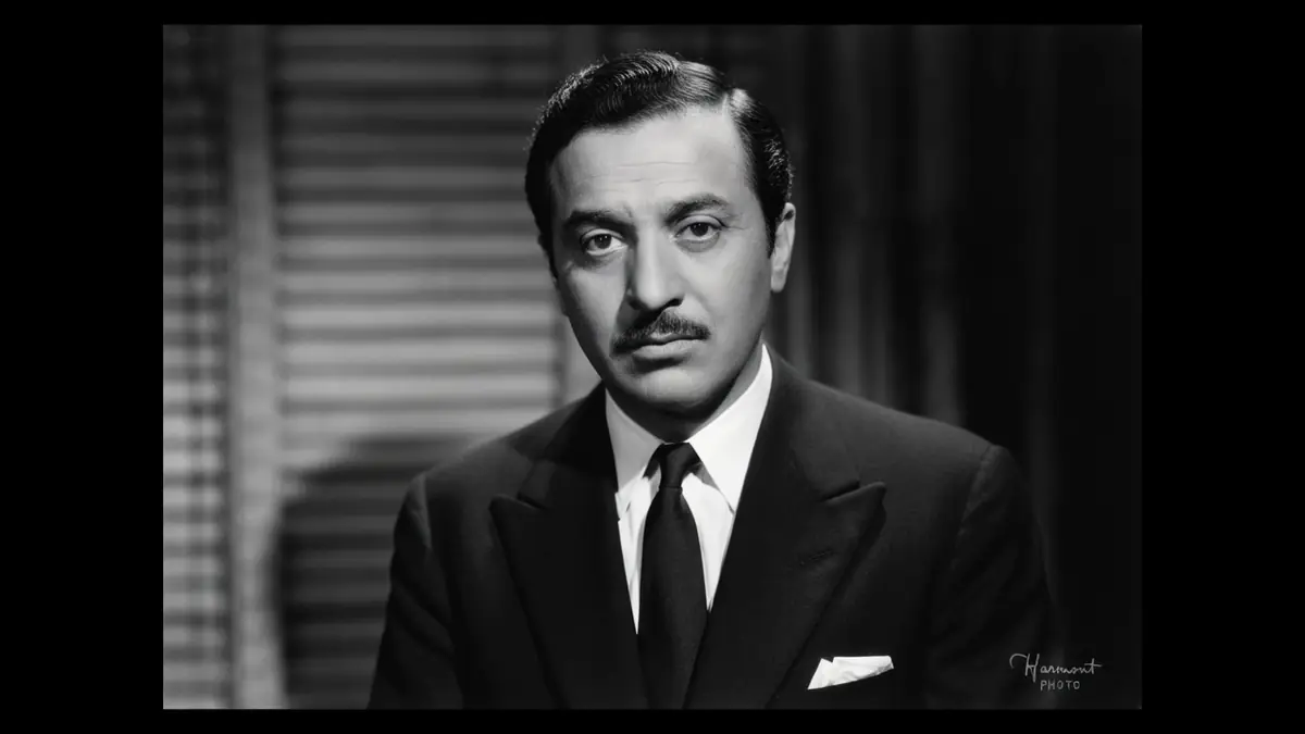 Portrait en noir et blanc de Marcel Dalio en costume et cravate