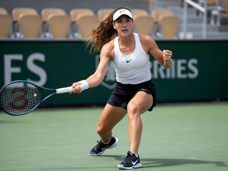 Margaux Rouvroy se déplace en position basse sur le court de tennis
