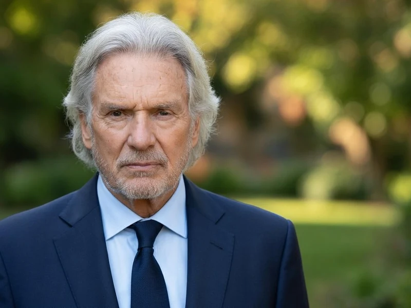 François-Éric Gendron est photographié en costume et cravate devant un fond verdoyant.